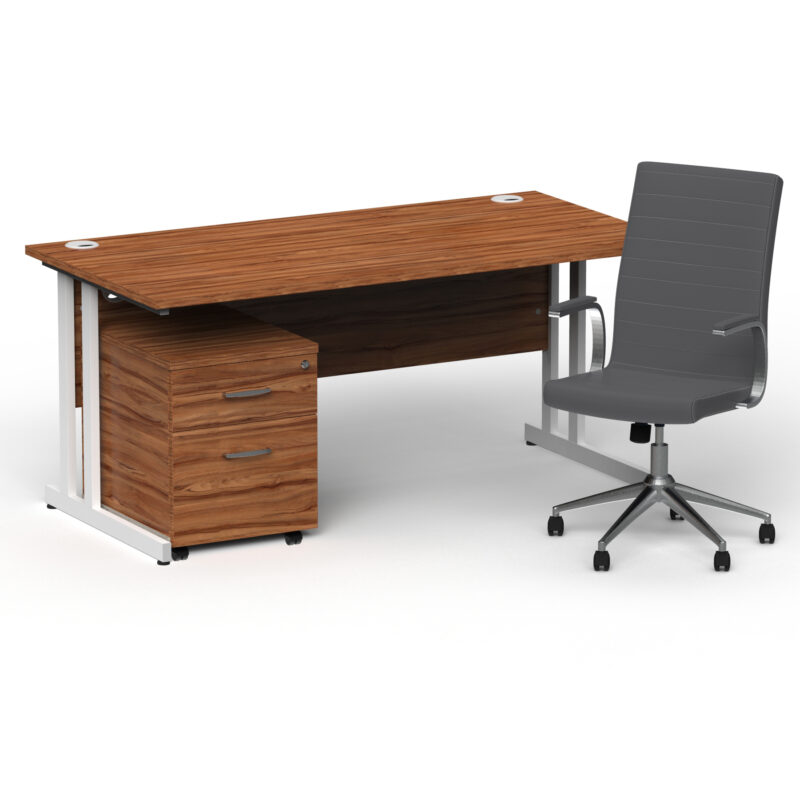 Surge 1600mm Cantilever Straight Desk With Mobile Pedestal and Cain Grey Executive Chair - Image 31