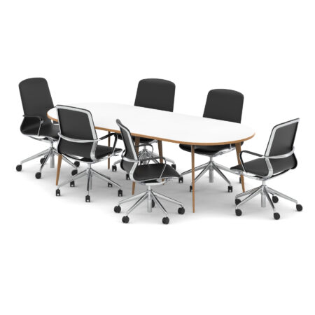 Kotto 2400mm Oval Boardroom Table With Set Of Executive Chairs