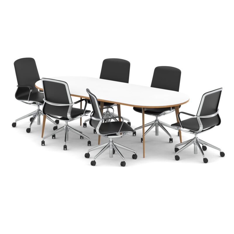 Kotto 2400mm Oval Boardroom Table With Set Of Executive Chairs
