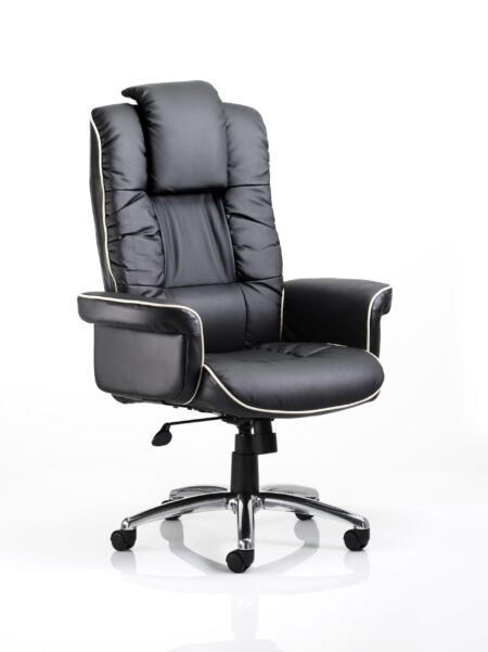 Kensington High Back Soft Black Leather Executive Office Chair with Arms