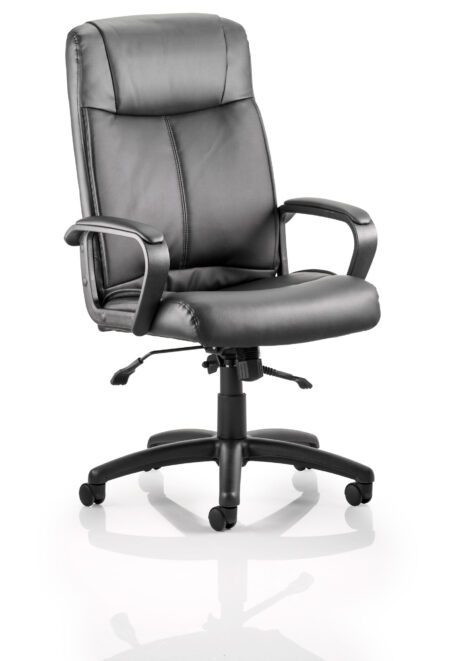 SquareX High Back Executive Black Leather Office Chair with Arms