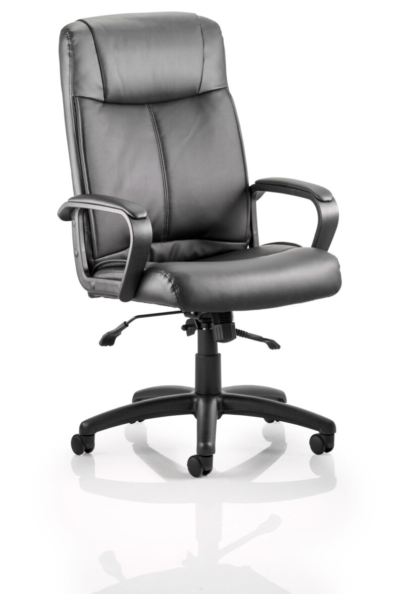 SquareX High Back Executive Black Leather Office Chair with Arms