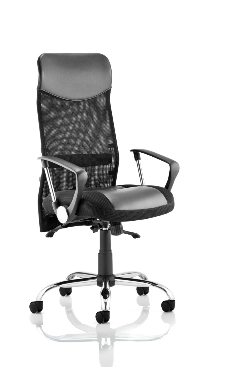 Reno High Back Black Executive Office Chair with Arms