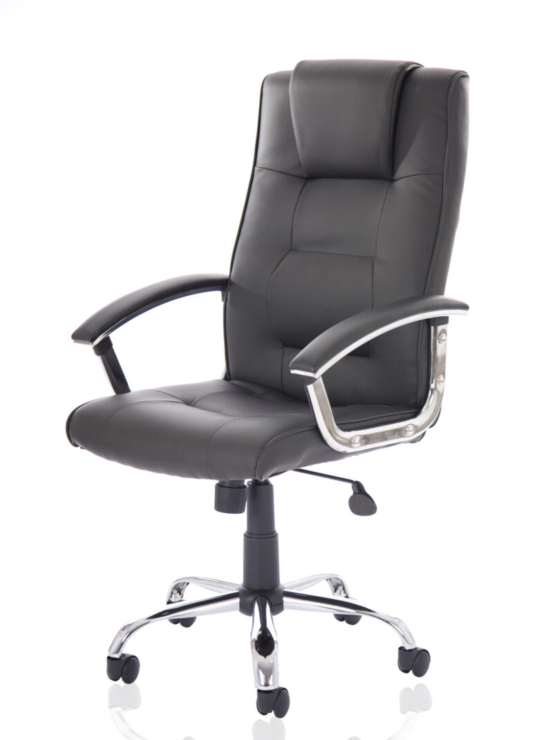 Saver High Back Executive Black Leather Office Chair with Arms - Image 3