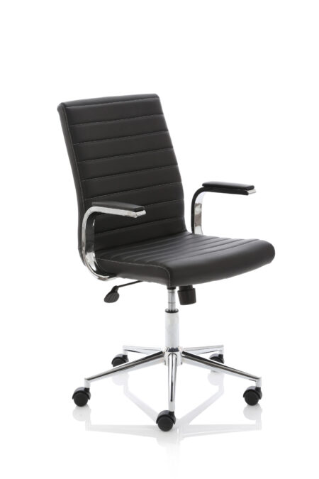 Cain Medium Back Leather Executive Office Chair with Arms