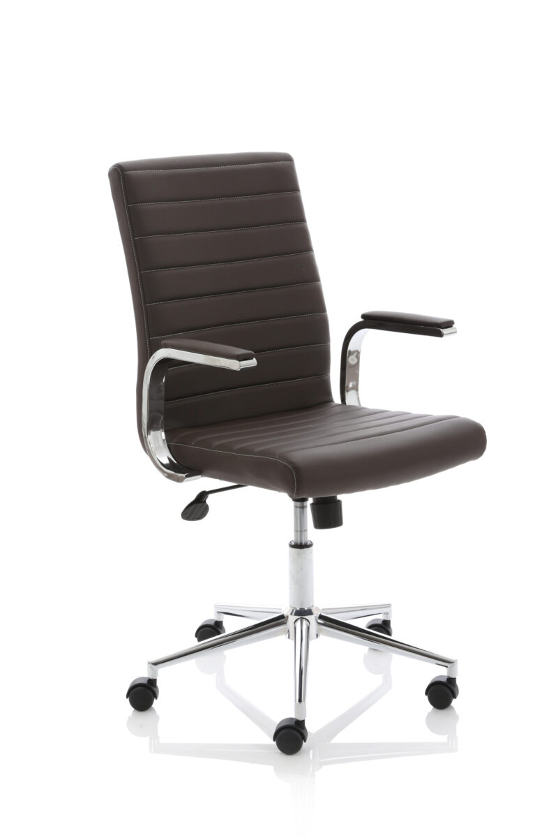 Cain Medium Back Leather Executive Office Chair with Arms - Image 28