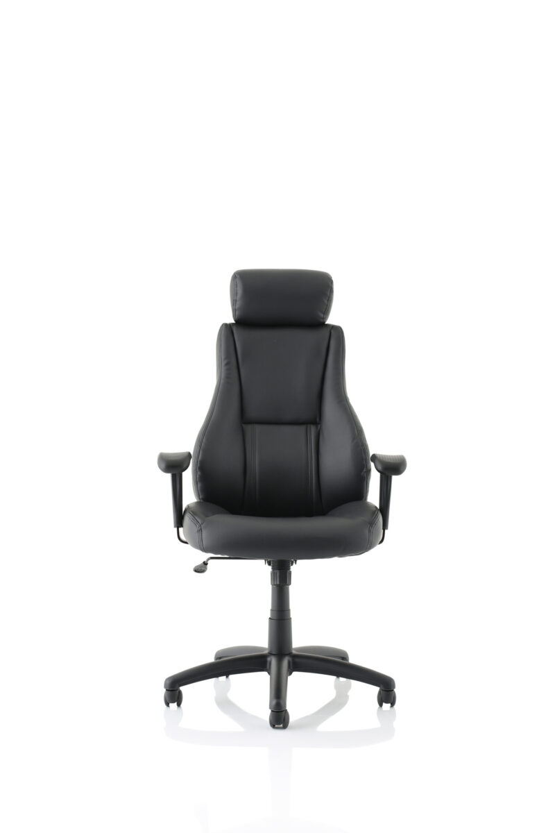 Royal Medium Back Executive Black Leather Office Chair with Arms - Image 2