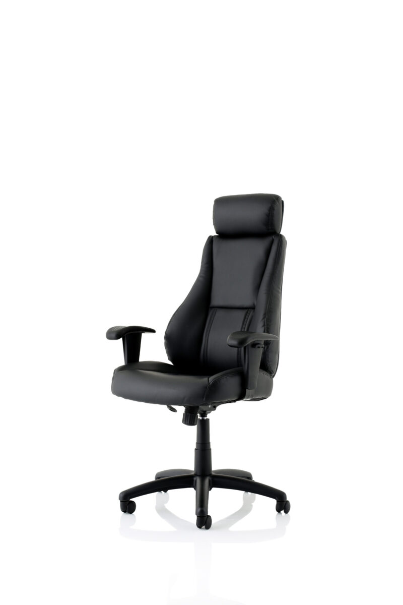 Royal Medium Back Executive Black Leather Office Chair with Arms - Image 3