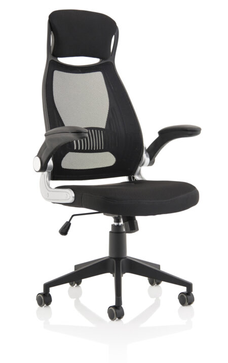 Jupiter High Mesh Back Black Executive Office Chair with Arms
