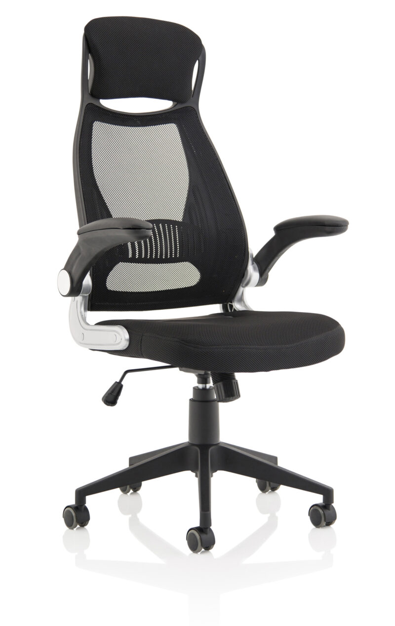 Jupiter High Mesh Back Black Executive Office Chair with Arms