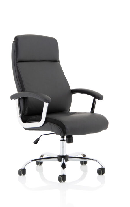Oakley High Back Black Leather Executive Office Chair with Arms