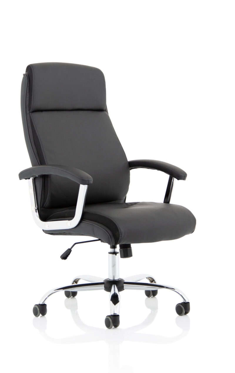Oakley High Back Black Leather Executive Office Chair with Arms