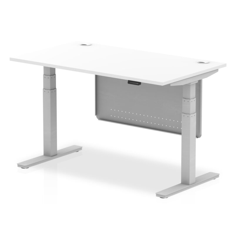 Breeze Height Adjustable Desk With Cable Ports With Steel Modesty Panel - Image 35