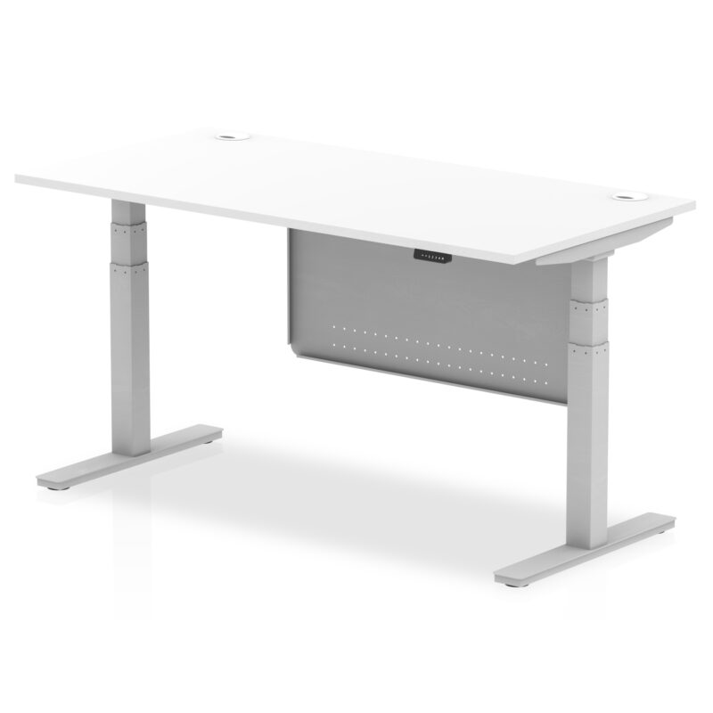 Breeze Height Adjustable Desk With Cable Ports With Steel Modesty Panel - Image 53