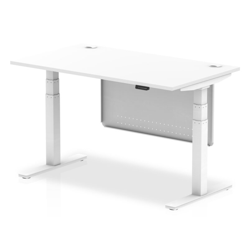 Breeze Height Adjustable Desk With Cable Ports With Steel Modesty Panel - Image 36