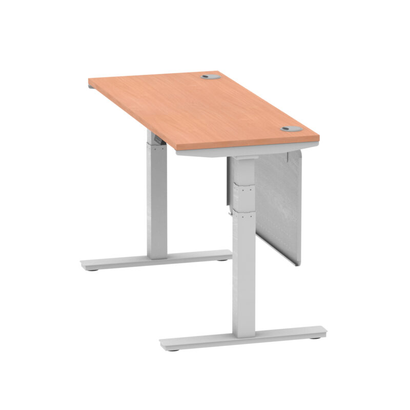 Breeze Height Adjustable Slimline Desk With Cable Ports With Steel Modesty Panel - Image 28