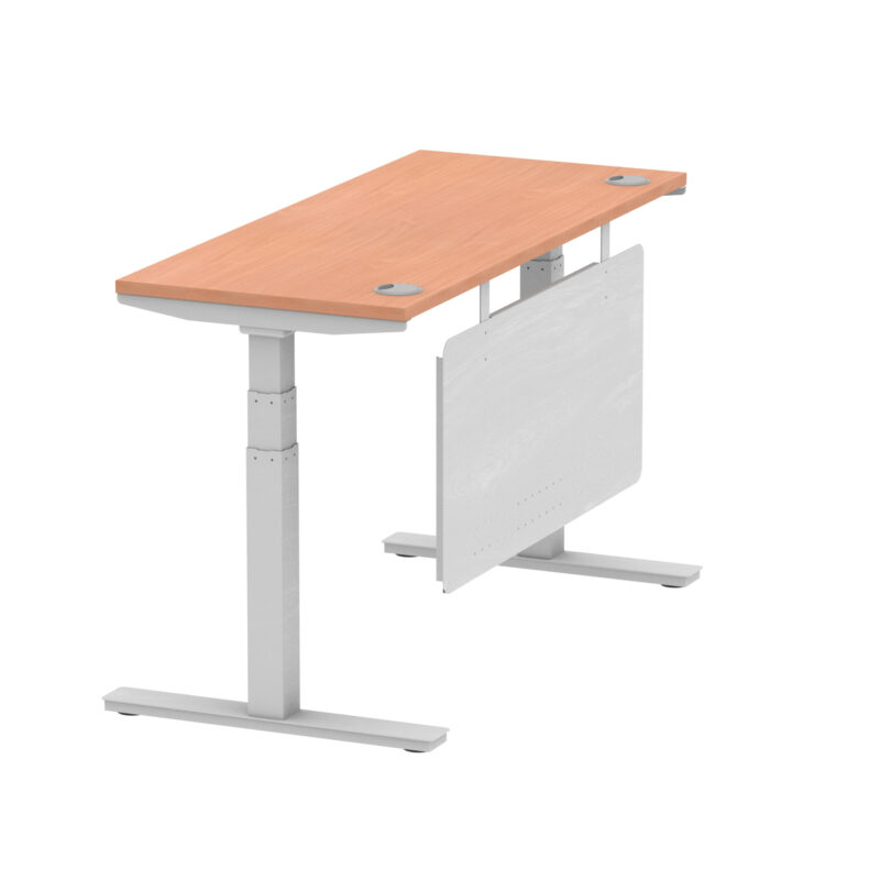 Breeze Height Adjustable Slimline Desk With Cable Ports With Steel Modesty Panel - Image 29