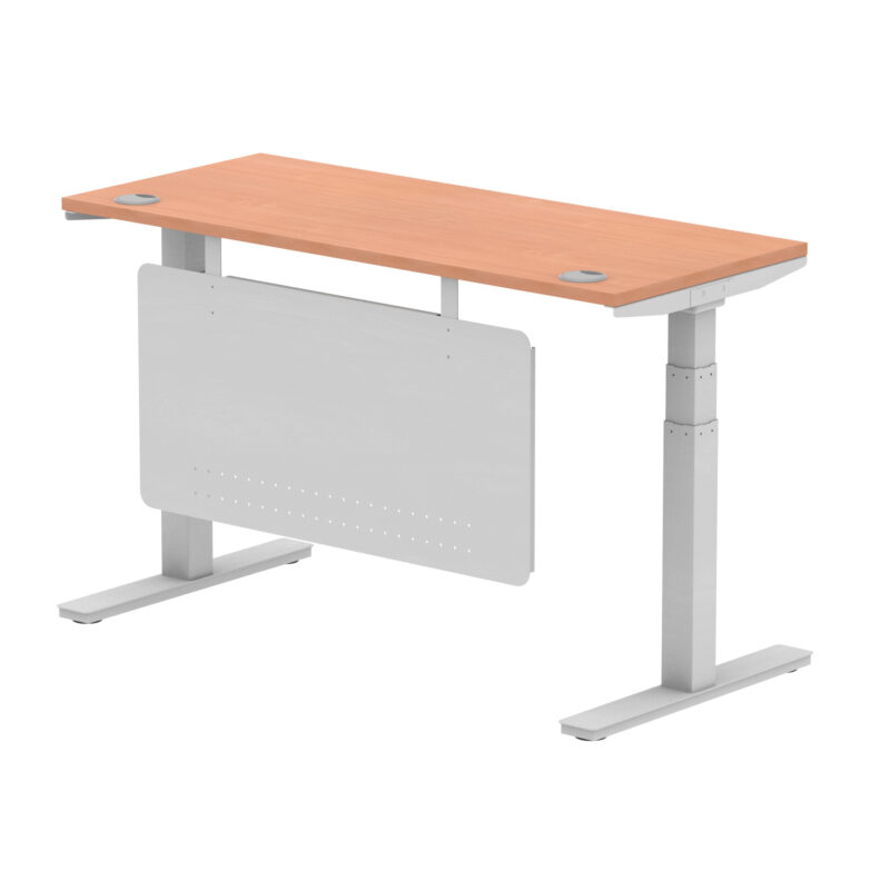 Breeze Height Adjustable Slimline Desk With Cable Ports With Steel Modesty Panel - Image 31