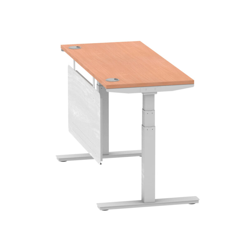 Breeze Height Adjustable Slimline Desk With Cable Ports With Steel Modesty Panel - Image 32