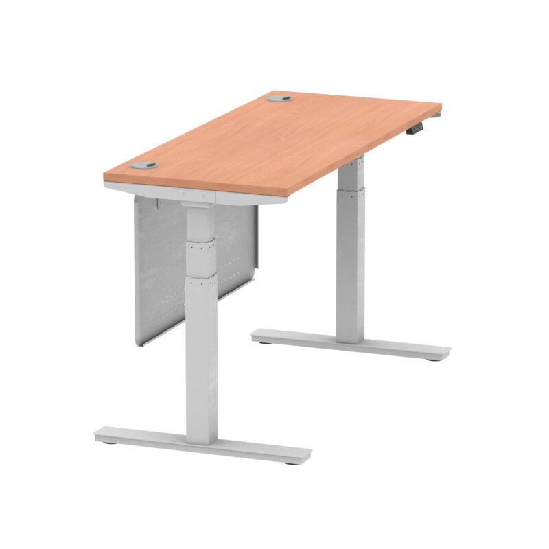 Breeze Height Adjustable Slimline Desk With Cable Ports With Steel Modesty Panel - Image 33