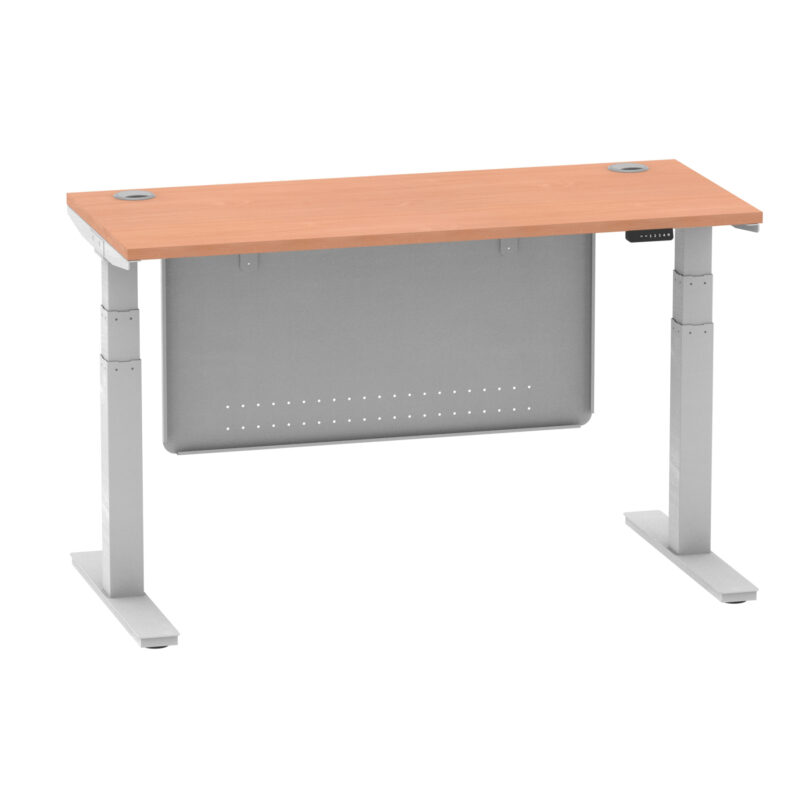 Breeze Height Adjustable Slimline Desk With Cable Ports With Steel Modesty Panel - Image 34