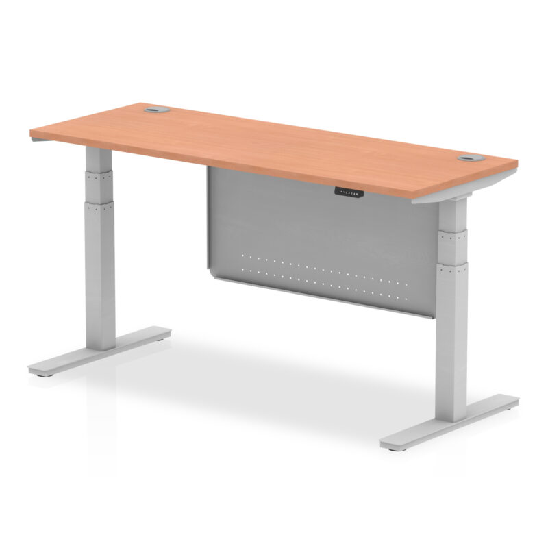 Breeze Height Adjustable Slimline Desk With Cable Ports With Steel Modesty Panel - Image 164