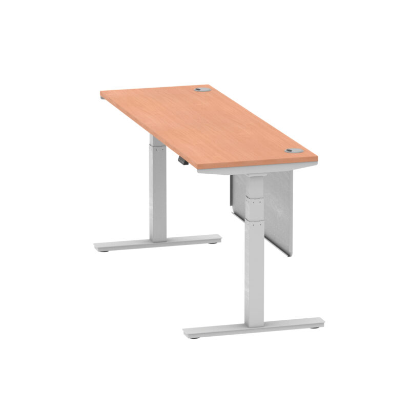 Breeze Height Adjustable Slimline Desk With Cable Ports With Steel Modesty Panel - Image 190