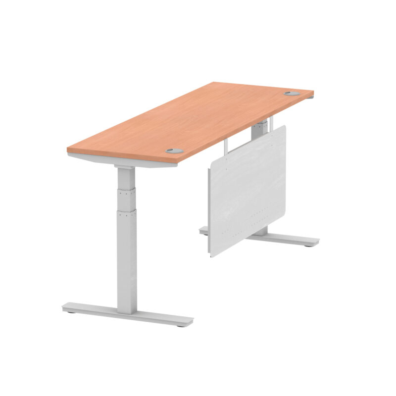 Breeze Height Adjustable Slimline Desk With Cable Ports With Steel Modesty Panel - Image 191