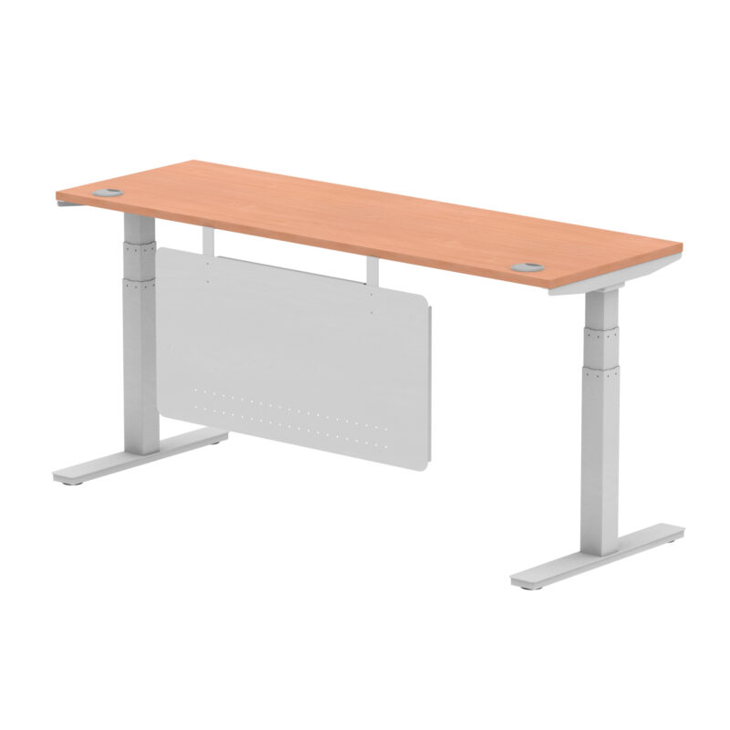 Breeze Height Adjustable Slimline Desk With Cable Ports With Steel Modesty Panel - Image 193