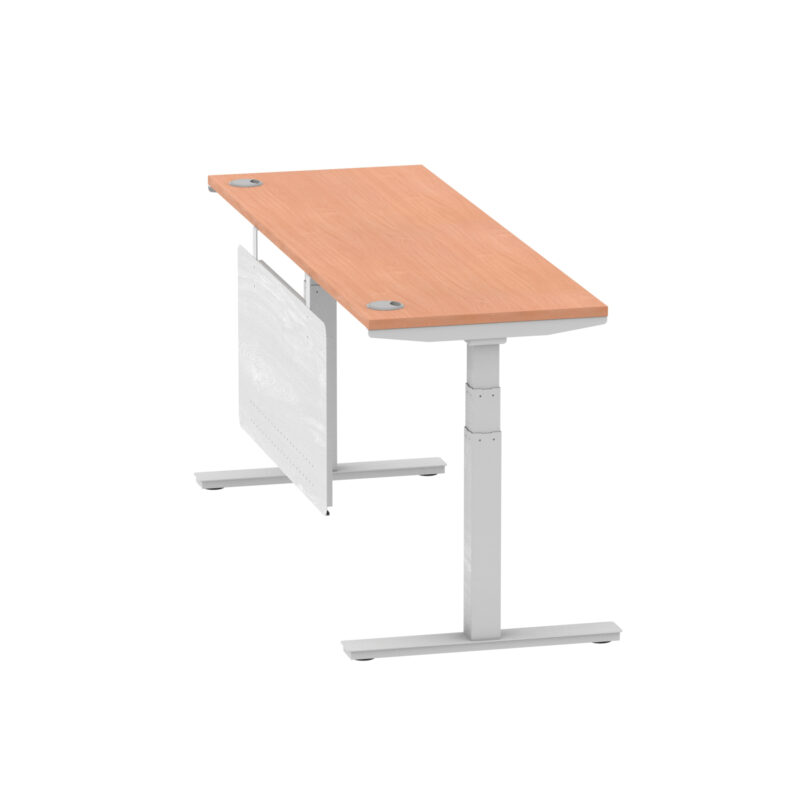 Breeze Height Adjustable Slimline Desk With Cable Ports With Steel Modesty Panel - Image 194