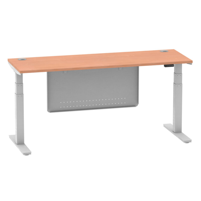 Breeze Height Adjustable Slimline Desk With Cable Ports With Steel Modesty Panel - Image 196