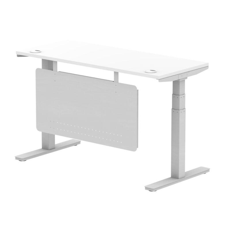 Breeze Height Adjustable Slimline Desk With Cable Ports With Steel Modesty Panel - Image 79