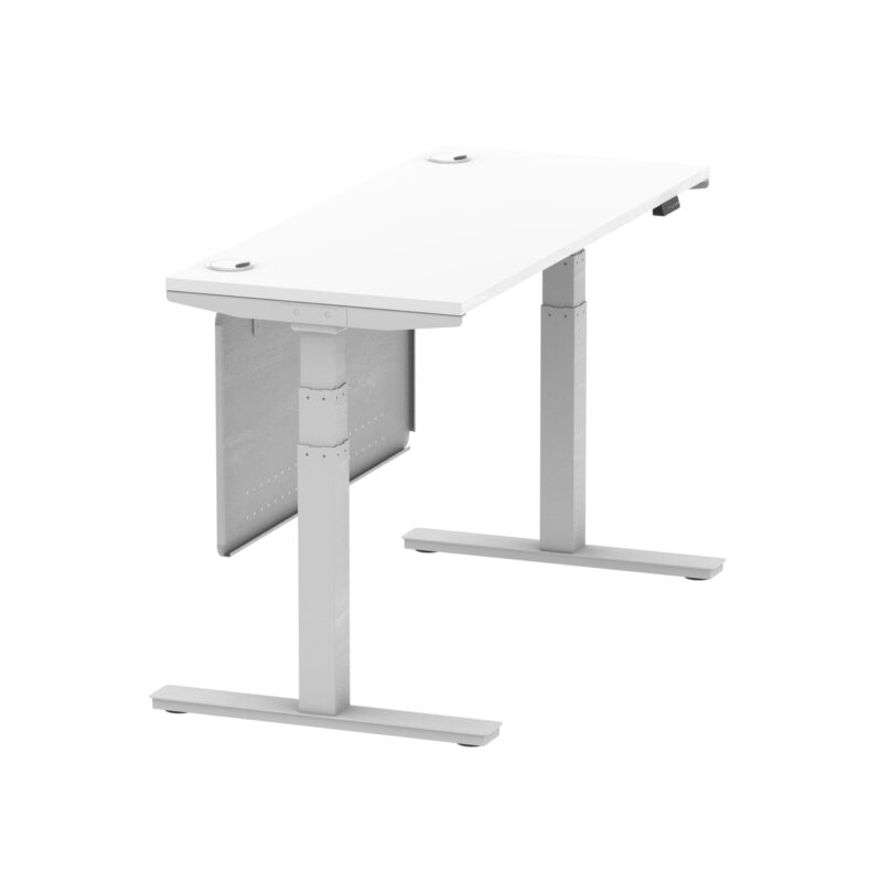 Breeze Height Adjustable Slimline Desk With Cable Ports With Steel Modesty Panel - Image 81