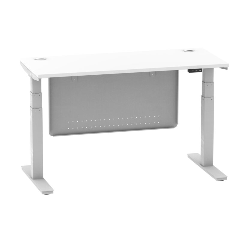 Breeze Height Adjustable Slimline Desk With Cable Ports With Steel Modesty Panel - Image 82