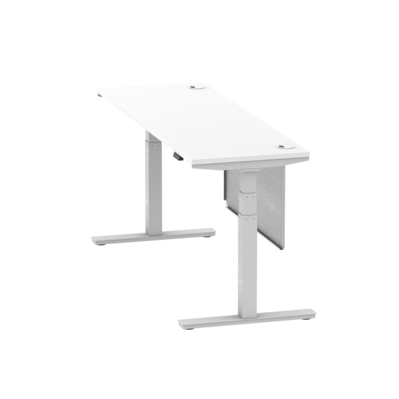 Breeze Height Adjustable Slimline Desk With Cable Ports With Steel Modesty Panel - Image 238