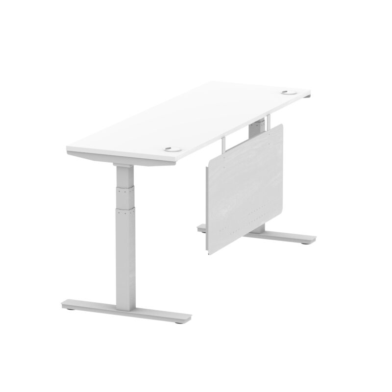 Breeze Height Adjustable Slimline Desk With Cable Ports With Steel Modesty Panel - Image 239