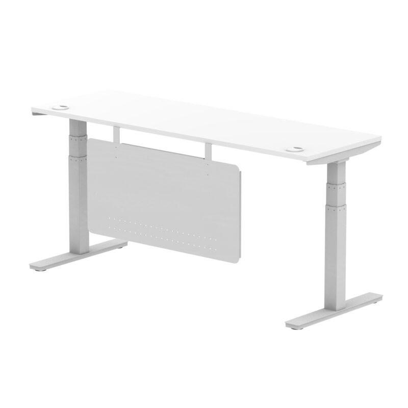 Breeze Height Adjustable Slimline Desk With Cable Ports With Steel Modesty Panel - Image 241