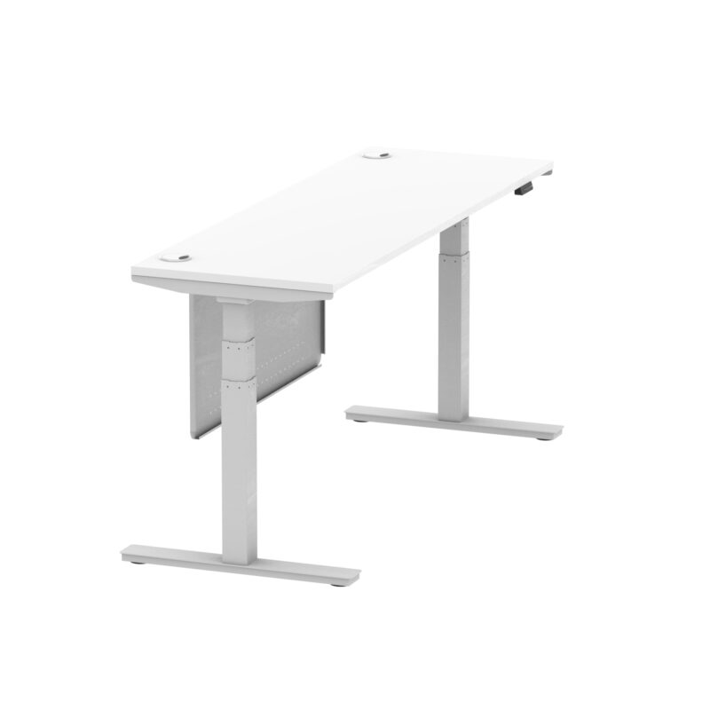 Breeze Height Adjustable Slimline Desk With Cable Ports With Steel Modesty Panel - Image 243