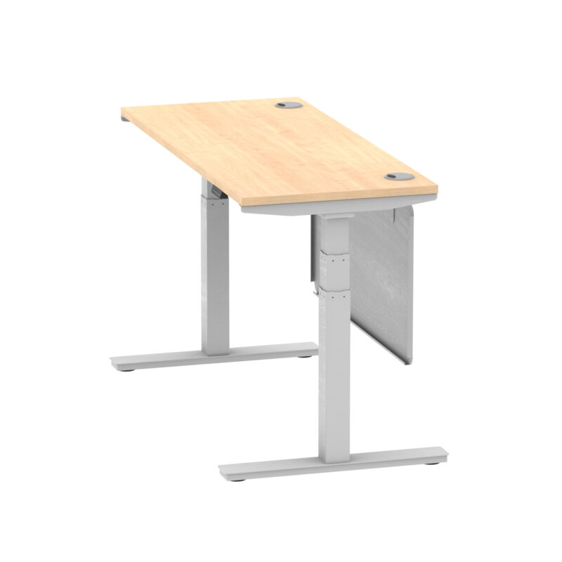 Breeze Height Adjustable Slimline Desk With Cable Ports With Steel Modesty Panel - Image 100