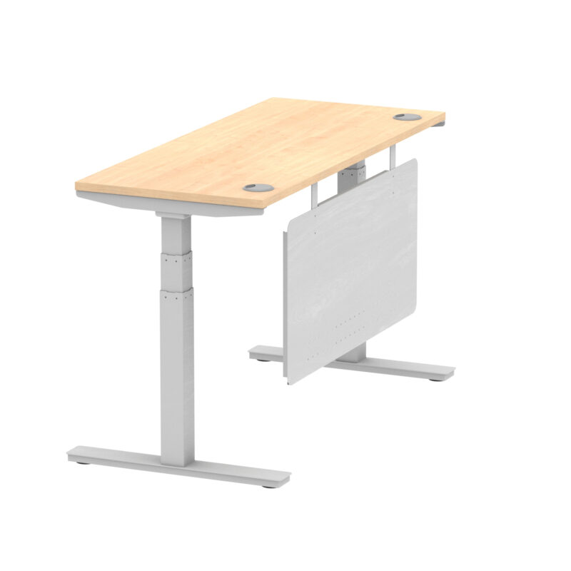 Breeze Height Adjustable Slimline Desk With Cable Ports With Steel Modesty Panel - Image 101
