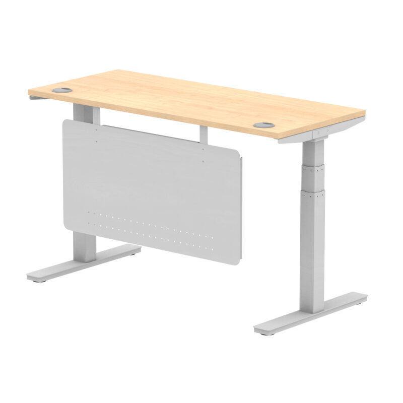 Breeze Height Adjustable Slimline Desk With Cable Ports With Steel Modesty Panel - Image 103