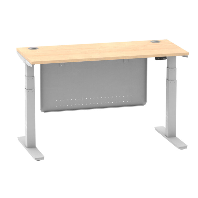 Breeze Height Adjustable Slimline Desk With Cable Ports With Steel Modesty Panel - Image 106