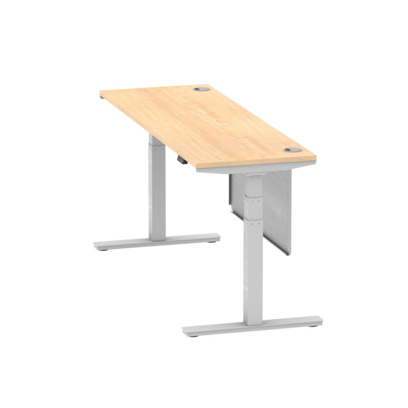 Breeze Height Adjustable Slimline Desk With Cable Ports With Steel Modesty Panel - Image 262