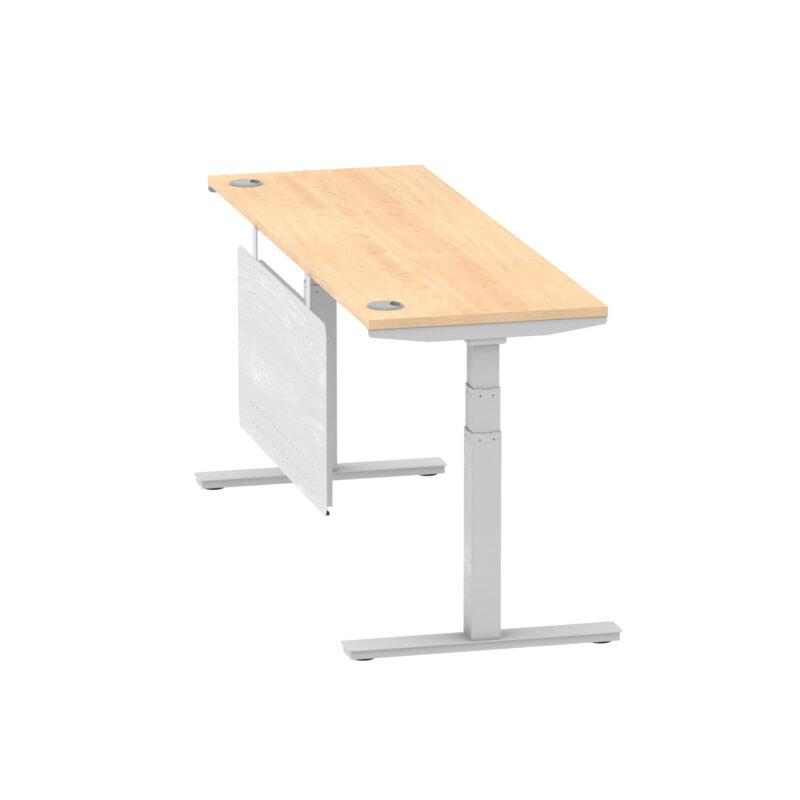 Breeze Height Adjustable Slimline Desk With Cable Ports With Steel Modesty Panel - Image 266