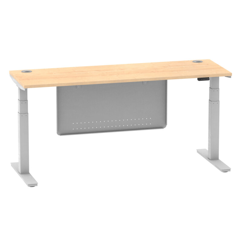 Breeze Height Adjustable Slimline Desk With Cable Ports With Steel Modesty Panel - Image 268