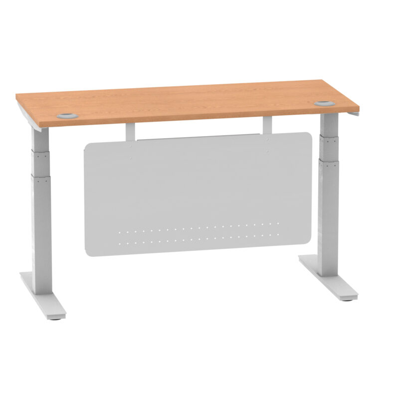 Breeze Height Adjustable Slimline Desk With Cable Ports With Steel Modesty Panel - Image 126