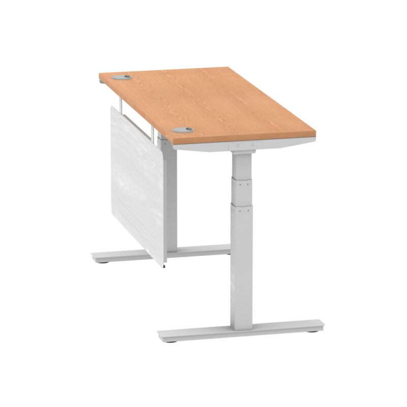 Breeze Height Adjustable Slimline Desk With Cable Ports With Steel Modesty Panel - Image 128