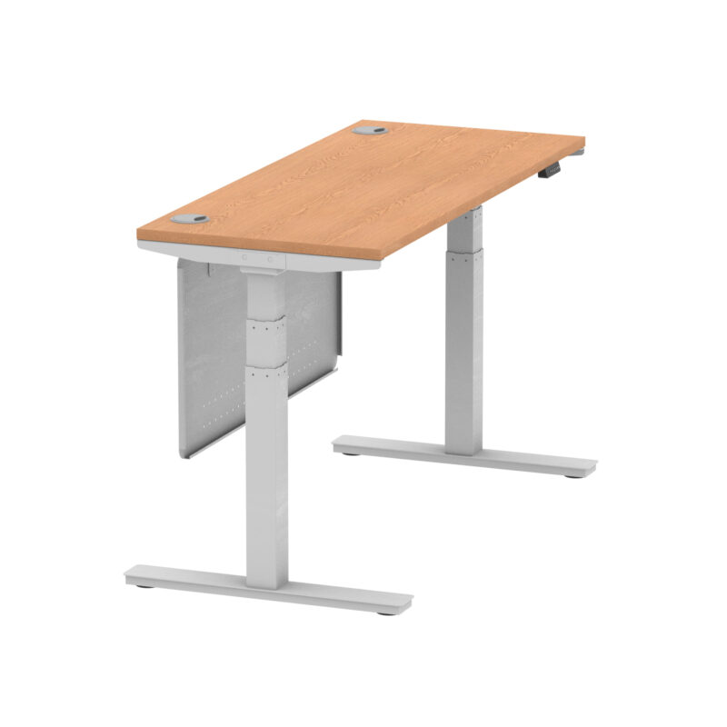 Breeze Height Adjustable Slimline Desk With Cable Ports With Steel Modesty Panel - Image 129