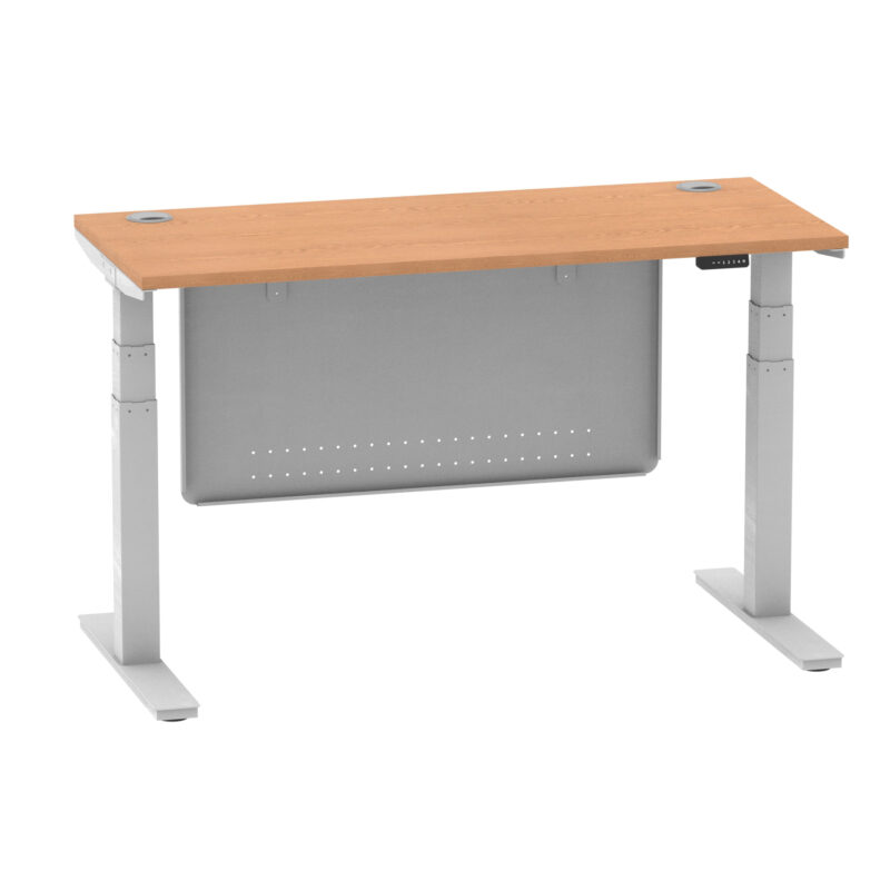 Breeze Height Adjustable Slimline Desk With Cable Ports With Steel Modesty Panel - Image 130