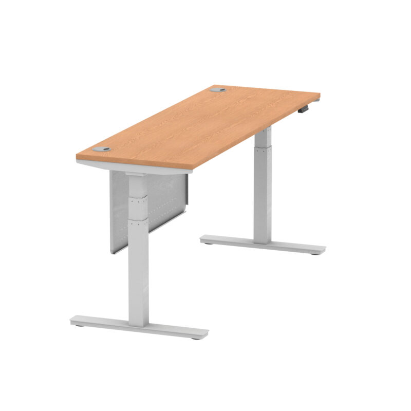 Breeze Height Adjustable Slimline Desk With Cable Ports With Steel Modesty Panel - Image 291